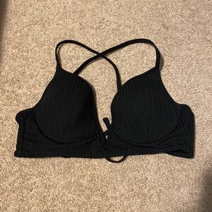 Shade & Shore Black Plunge Bikini Top Size 36 B